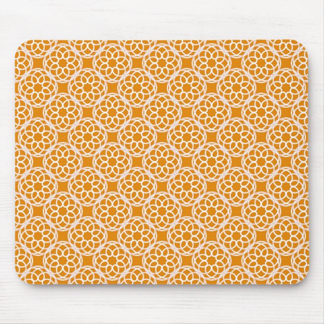 Orange White Geometric Seamless Pattern Mouse Mat (Front)