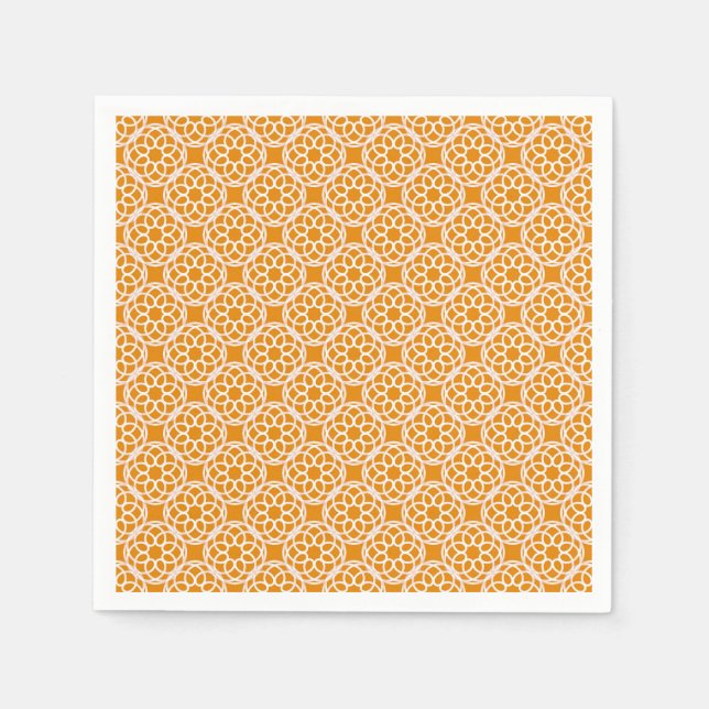 Orange White Geometric Seamless Pattern Napkin (Front)