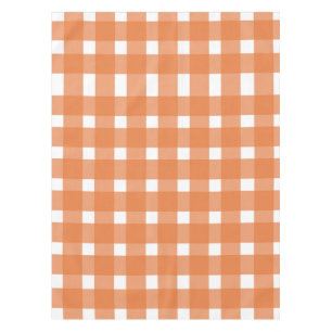 Orange White Gingham Pattern Tablecloth