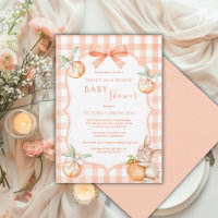 Orange White Gingham Sweet as a Peach Baby Shower