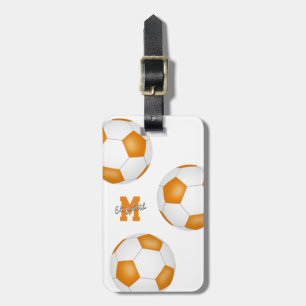 orange white girls boys team colours soccer bag luggage tag