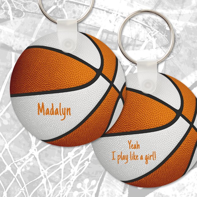 orange white girls personalised basketball key ring (Creator Uploaded)