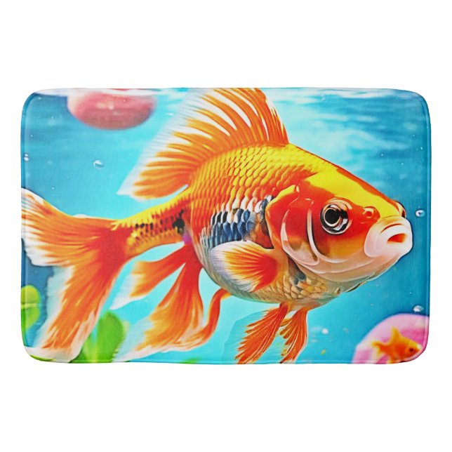 Orange White Goldfish Bath Mat (Front)