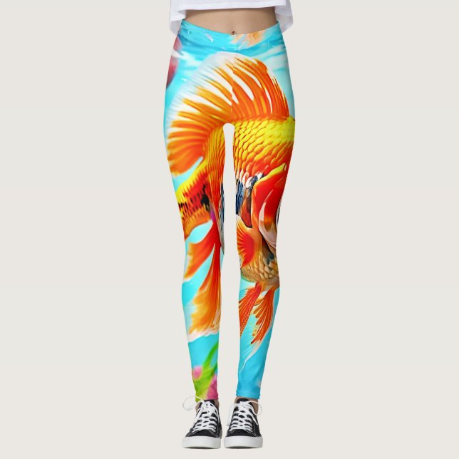 Orange White Goldfish Leggings (Front)