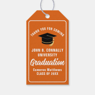 Orange White Graduate Custom Graduation Party Gift Tags