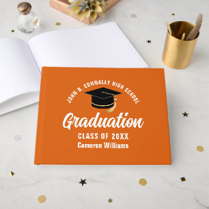 Orange White Graduate Customised Graduation Party Guest Book