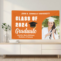 Orange White Graduate Photo Graduation Party