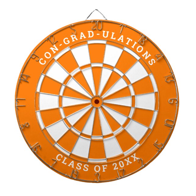 Orange & White Graduation | Custom Text Dartboard (Front)