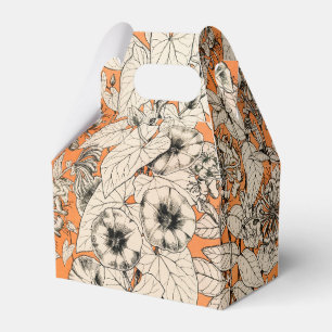 Orange White Graphic Flowers Pattern Favour Box