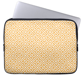 Orange & White Greek Key Laptop Sleeve