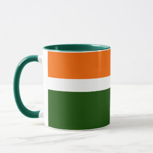 Orange White Green Plain Color Block Design Mug