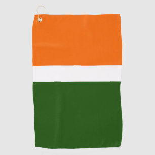 Orange White Green Plain Colour Block Design Golf Towel