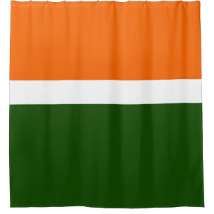Orange White Green Plain Colour Block Design  Shower Curtain