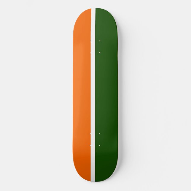 Orange White Green Plain Colour Block Design  Skateboard (Front)