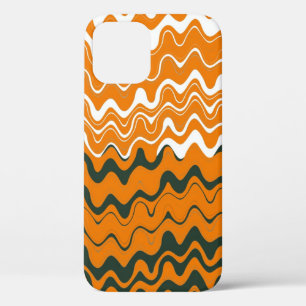 Orange White Grey Sea Wavy Stripes Pattern iPhone 12 Pro Case