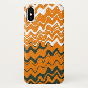 Orange White Grey Sea Wavy Stripes Pattern iPhone X Case
