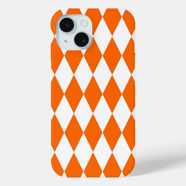 Orange White Harlequin Diamonds Checkers Design  Case-Mate iPhone Case (Back)