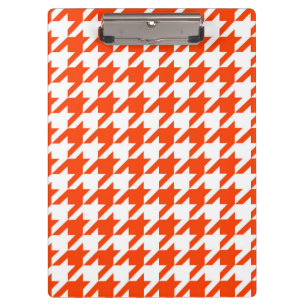 Orange White Houndstooth Check Clipboard