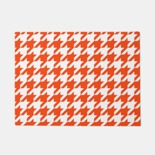 Orange White Houndstooth Check Doormat