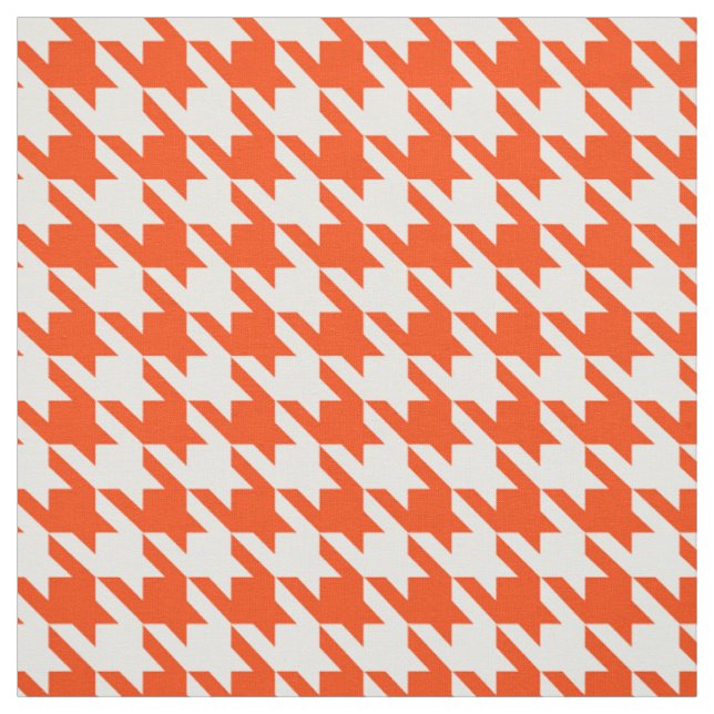 Orange White Houndstooth Check Fabric (Swatch)