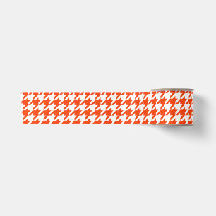 Orange White Houndstooth Check Satin Ribbon