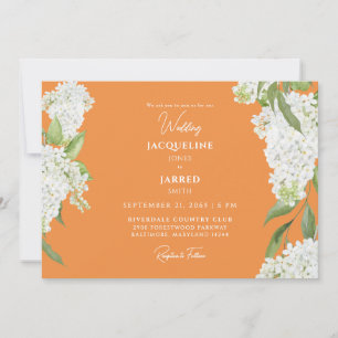 Orange White Hydrangeas Wedding Invitation