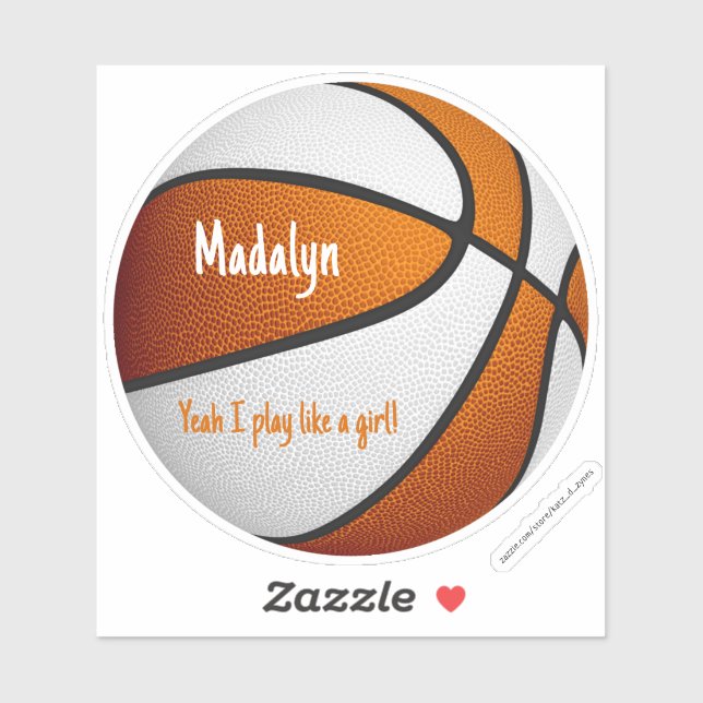 orange white I play like a girl basketball (Sheet)