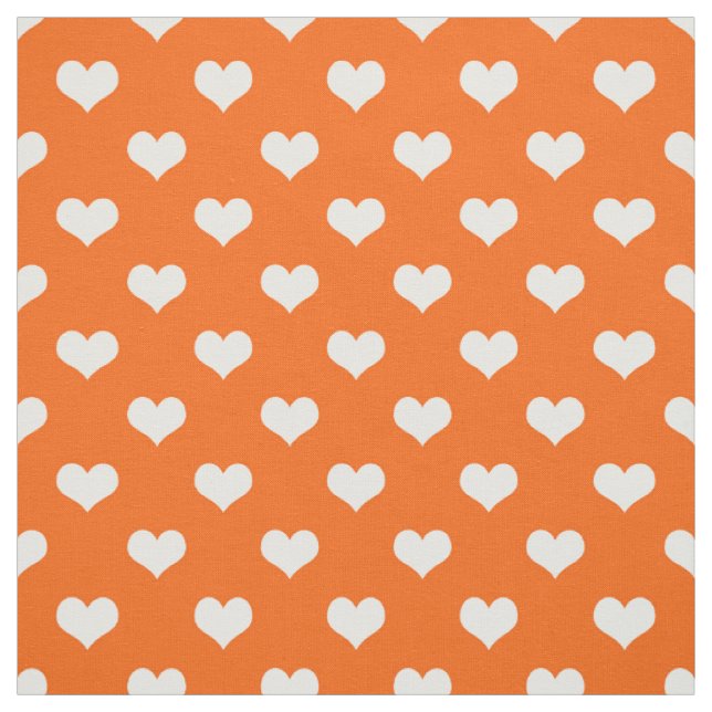 Orange White Love Heart Pattern Design  Fabric (Swatch)