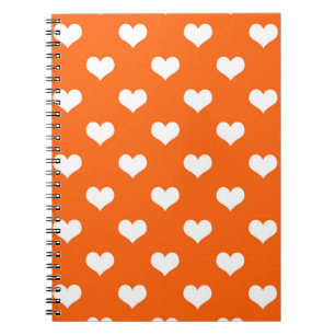 Orange White Love Heart Pattern Design Notebook