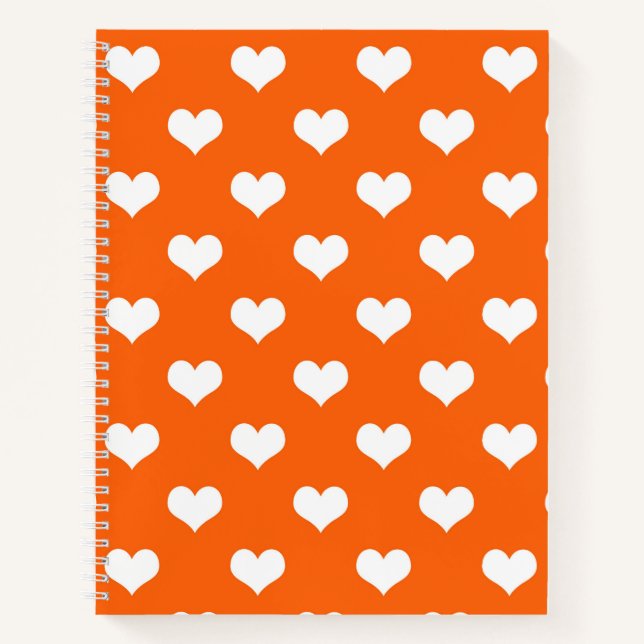 Orange White Love Heart Pattern Design  Notebook (Front)