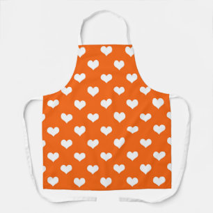 Orange White Lovely Hearts Design Apron