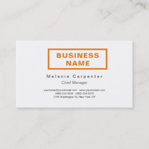 Orange White Minimalist Modern Plain Business Card