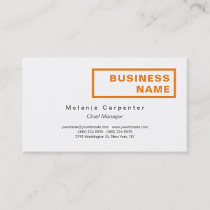 Orange White Minimalist Modern Plain Office Business Card