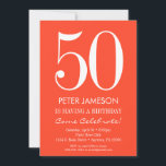Orange White Modern Adult Birthday Invitations<br><div class="desc">A simple and modern orange and white birthday invitation for milestone or any age birthday.  This invite is for any age including milestones: 18th 21st 30th 35th 40th 45th 50th 55th 60th 65th 70th 75th 80th 85th 90th</div>