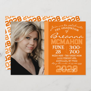 Orange & White Modern Graduation Invitation