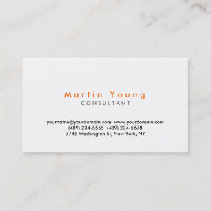 Orange White Modern Professional Business Card