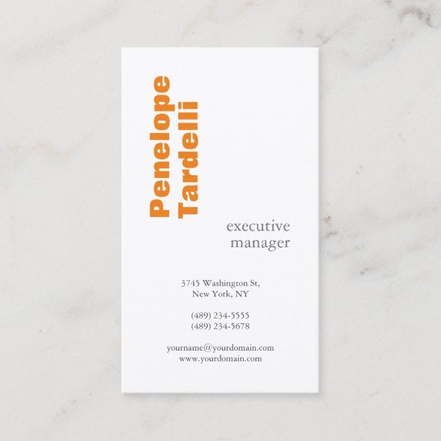 Orange White Modern Simple Plain Premium Silk Business Card (Front)