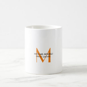 Orange White Monogram Modern Minimalist Coffee Mug