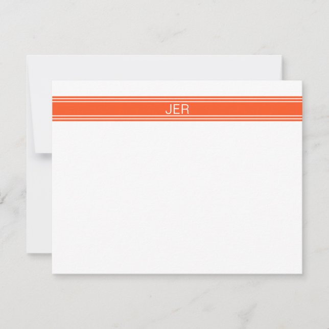 Orange & White Monogrammed Name Initials Card (Front)