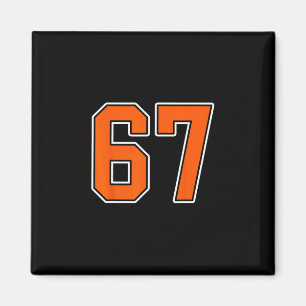 Orange White Number 67 Jersey Player Uniform #67 Magnet