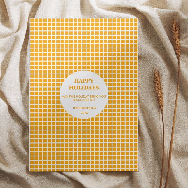 Orange & White Plaid Gingham Happy Holiday (Creator Uploaded)