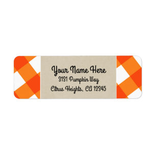 Orange White Plaid Kraft Rustic Monogram Initial