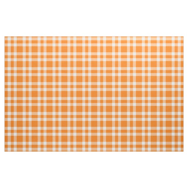 Orange White Plaid Pattern Fabric (Yard)
