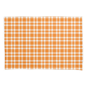 Orange White Plaid Pattern Pillowcase