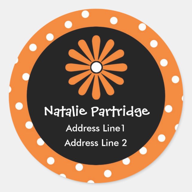 Orange & White Polka Dot Address Labels (Front)