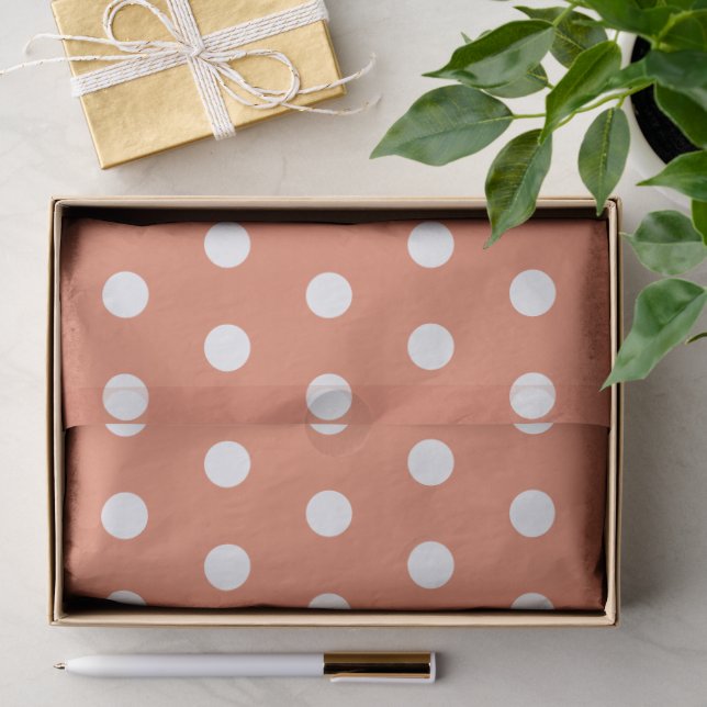 ORANGE WHITE POLKA DOT CUSTOMIZED STYLISH SIMPLE TISSUE PAPER (Gift)