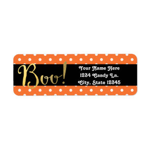 Orange & White Polka Dot Halloween Boo Invitation
