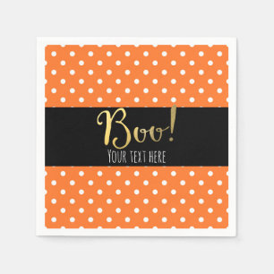 Orange & White Polka Dot Halloween Party Napkin