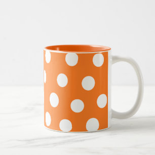 Orange & White Polka dot mug