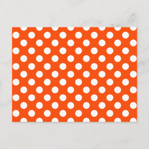 Orange & White Polka Dot Wedding RSVP Postcard